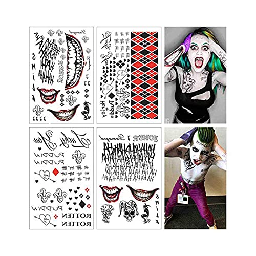 Halloween Tatuajes Temporales,para la Fiesta decor,4 grandes,Tattoos Muertos Esqueleto Cráneo Pegatinas para Fiesta de Cumpleaños Regalo Halloween Art Etiquetas Engomadas Tatuaje