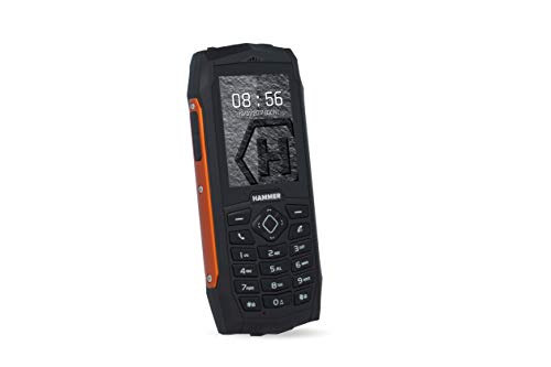 HAMMER 3 teléfono duradero para trabajar, Mega batería de 2000 mAh, Pantalla de 2.4", Resistente al agua (IP68), A prueba de golpes (IK05), Teléfono de botón, Linterna, Dual-SIM - Naranja