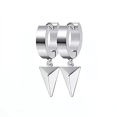 HANDADA Pendientes colgantes para mujer Interesante Pendientes de hombre 1 par de acero inoxidable azul/dorado pendientes de aro de hombre y mujer triangulo triangular, unisex joyería gótica