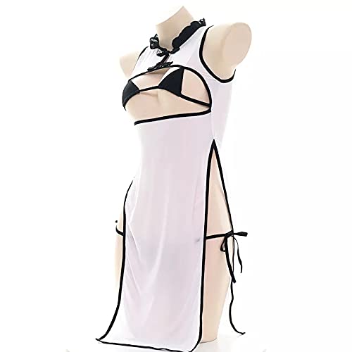 HANDADA Pijama de Ropa Interior Sexy de Encaje Sexy para Mujeres Conjunto de Ropa de Servicio para Ver a través de la Ropa Interior perfumada de Seda Helada Anime Femenino Uniforme de Ropa cosp