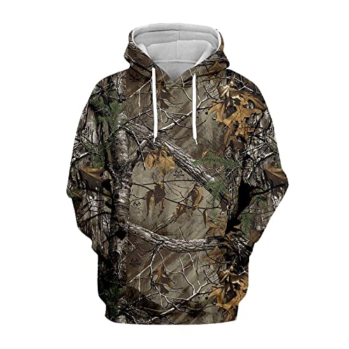 HANTONGHAO Camuflaje de primavera y otoño Sudaderas con capucha 3D Hombres Mujeres Pesca al aire libre Camping Ropa de caza Abrigos con capucha unisex Tops - DWSL-3015, talla asiática L