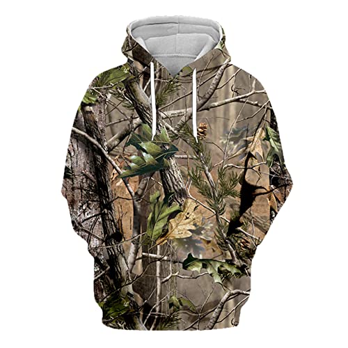 HANTONGHAO Camuflaje de primavera y otoño Sudaderas con capucha 3D Hombres Mujeres Pesca al aire libre Camping Ropa de caza Abrigos con capucha unisex Tops - DWSL-3015, talla asiática L