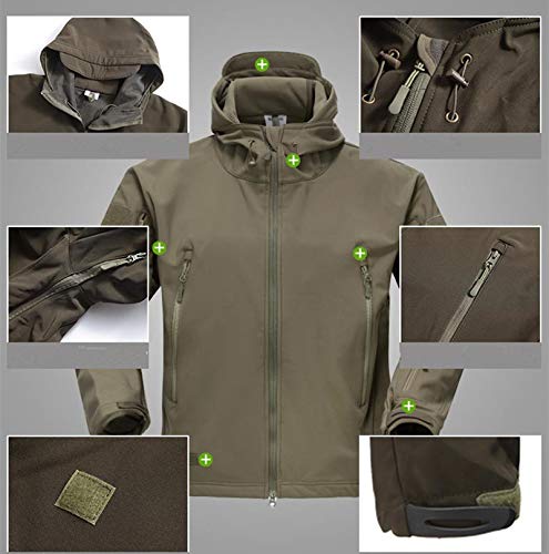 HANTONGHAO Chaqueta táctica de concha para hombre, cortavientos impermeable, abrigo de lana, ropa de caza, chaqueta militar de camuflaje, ejército - CP 2, XXL