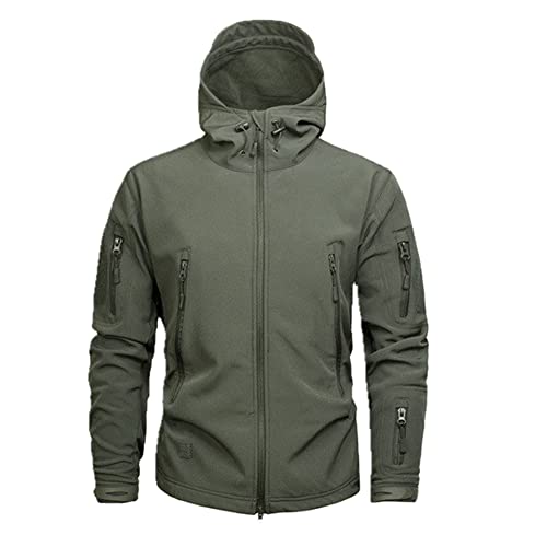 HANTONGHAO Chaqueta táctica de lana de camuflaje militar para hombre Chaqueta cortavientos impermeable Softshell para hombre Abrigo con capucha del ejército de invierno Ropa de caza - RU, S