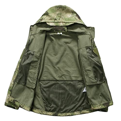 HANTONGHAO Conjunto de chaqueta táctica de camuflaje Softshell para hombre, cortavientos del ejército, impermeable, conjunto de ropa de caza, chaqueta militar para exteriores , serpiente NEGRA, S