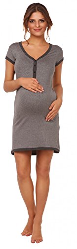 HAPPY MAMA. Para Mujer camisón premamá Embarazo Lactancia Escote de Pico. 981p (Mezcla De Grises, 38-40, L)