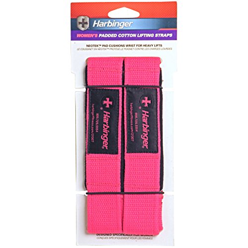 Harbinger Womens Padded Cotton Lifting Straps Pink, Mujer, Rosa-Rosa