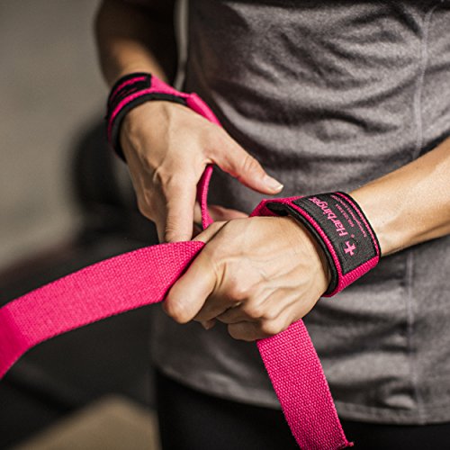 Harbinger Womens Padded Cotton Lifting Straps Pink, Mujer, Rosa-Rosa