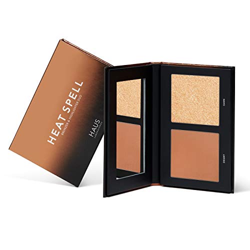 Haus Laboratories by Lady Gaga, HEAT SPELL BRONZER y HIGHLIGHTER DUO, Bronceador mate en polvo e iluminador disponibles en varias paletas, brillo difuminable, vegano, no testado en animales, 0.38 oz