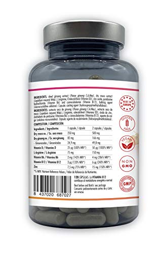 Healthinfoods | VigorBoost | Maca, Ginseng, Vitamina D, L-Arginina | Vitaminas B6, B12 y Zinc | Para la Líbido, Fertilidad, Masa Muscular y Potencia Sexual | 120 Cápsulas Veganas