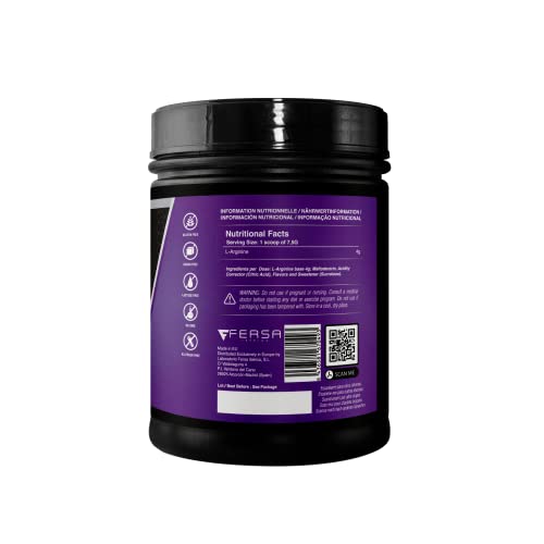 Healthy Fusion Arginina pura por dosis | Potente polvo de arginina para aumentar la energía, el rendimiento deportivo y el desarrollo muscular - 225 g