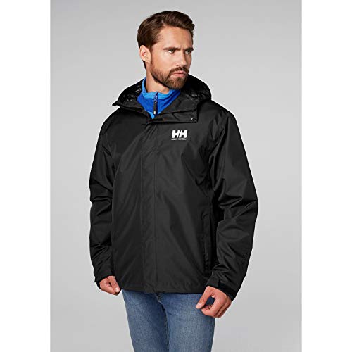 Helly Hansen Seven J Chaqueta Impermeable con Forro de Secado rápido, Cortaviento y Transpirable para Hombre y para Uso Diario, Negro, XL