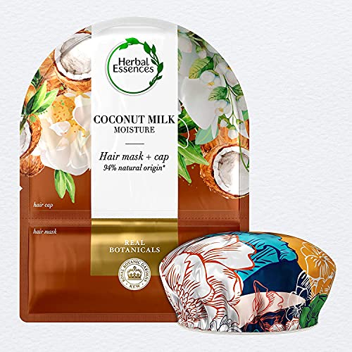 Herbal Essences Mascarilla Pelo Pack + Gorro De Ducha Reutilizable, Mascarilla Paraiso de Hidratación, Mascarilla Doma el Encrespamiento