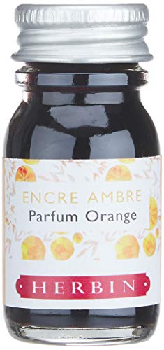 Herbin 13756T - Flacon d'encre parfumée ''Les subtiles'' pour stylo-plumes et stylos roller 10 ml, encre Ambre et parfum Orange. Fabriqué en France