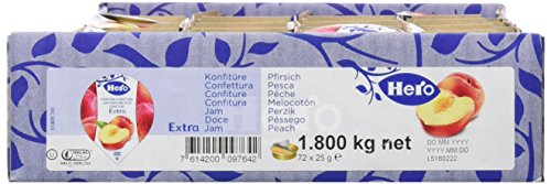 Hero Porciones de confitura de Melocotón. 72 Unidades de 25gr