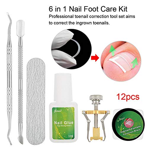 Herramienta Corrector de uñas 6 en 1 Kit Reparador de uñas con uñas encarnadas Pedicura Herramienta recuperadora de uñas Recuadro de uñas Kit de cuidado de pies(#1)