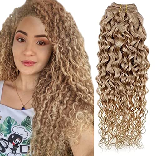 Hetto Rubio Clip en Extensiones de Cabello Humano Rizado Clip Extensions Pelo Natural Wavy Clip en Remy Extensions De Cabello Rubio Fresa 100g 16 pulgadas