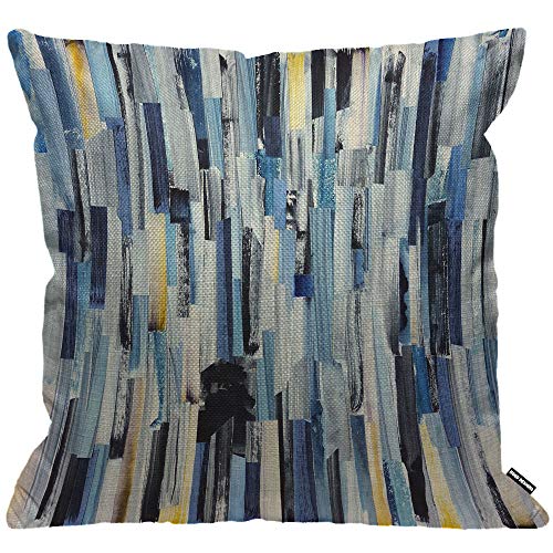 HGOD DESIGNS Funda de cojín con diseño de rayas abstractas, acuarela geométrica multicolor y textura de tinta, funda de almohada para sala de estar, dormitorio, sofá, silla, 45 x 45 cm