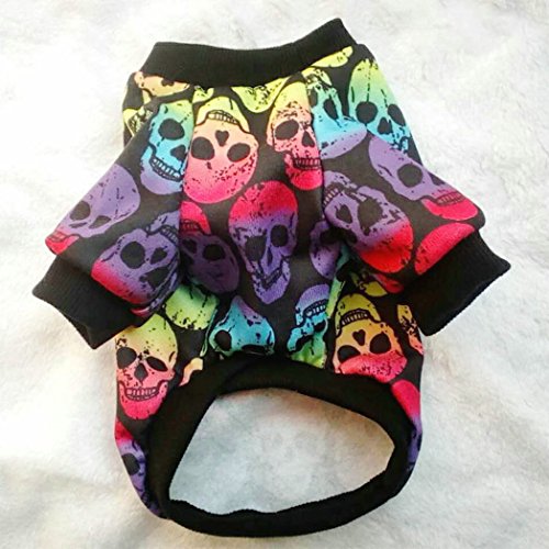 Hillento Ropa para Perros, Halloween Gato pequeño Gato Ropa para Mascotas Colorido cráneo Fantasma suéter Halloween Ropa