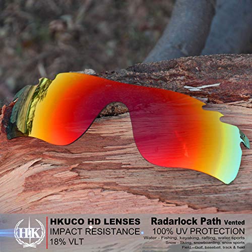 HKUCO Lentes de repuesto para Oakley Radarlock Path Vented Gafas de sol Rojo Polarizado