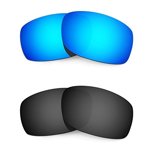 HKUCO Mens Replacement Lenses For Oakley Fives Squared Sunglasses Blue/Black Polarized
