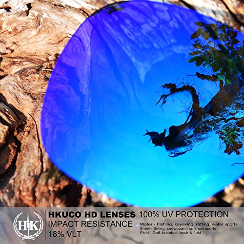 HKUCO Plus Mens Replacement Lenses For Oakley Fives Squared Red/Blue/Titanium Sunglasses