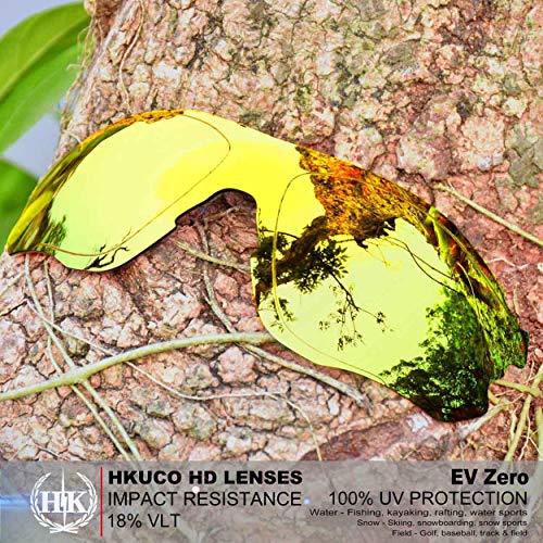 HKUCO Reforzarse For Oakley EVZero OO9308 Oro 24K TAC Polarizado Lentes de repuesto para y Amarillo Equipo de goma Ear socks y almohadillas de nariz