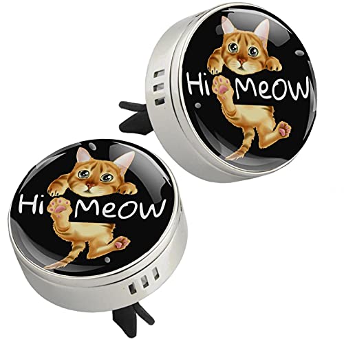 Hola Meow Eslogan Coche Perfume Ambientador Coche Coche Clip de Ventilación Fragancia Coche Olor Ambientador Difusor de Perfume (plateado)