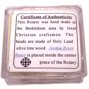 Holylandmarket Rosaries Madera de Olivo con Agua Bendita del Río Jordán - con Certificado de Autenticidad (51 cm o 20 pulgadas)