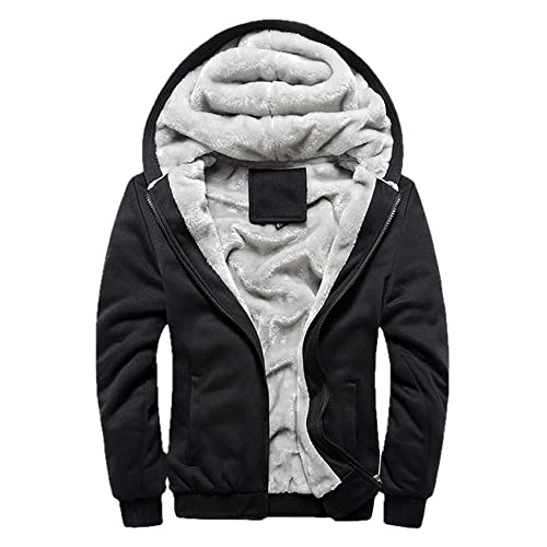 Hombres Sudaderas Con Capucha Invierno Grueso Cálido Fleece Cremallera Hombres Sudaderas Con Capucha Abrigo Ropa Deportiva Hombre Streetwear Sudaderas Con Capucha Hombres 4XL 5XL - light grye, XL