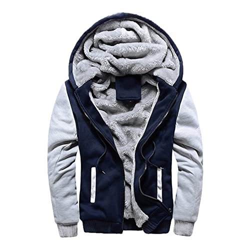 Hombres Sudaderas Con Capucha Invierno Grueso Cálido Fleece Cremallera Hombres Sudaderas Con Capucha Abrigo Ropa Deportiva Hombre Streetwear Sudaderas Con Capucha Hombres 4XL 5XL - light grye, XL