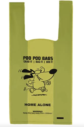 Home Alone Dog Bolsas de caca – 310 bolsas de caca para perros con asas, no en rollos – Extra fuerte – sin perfume – Cada bolsa de caca de perro es de 36 x 18 cm