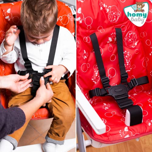 HOMYBABY® Arnes bebe 5 puntos | Anclaje cinturon seguridad niños | Arnes para bebes | Tronas, silla coche y carro bebe | Arnes seguridad silla niño | Enganches bicicleta niño | Correa niños universal