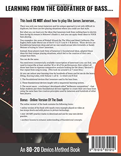 How To Play Bass - Learning From James Jamerson Vol 1: An 80-20 Device Method Book For Bass Guitar