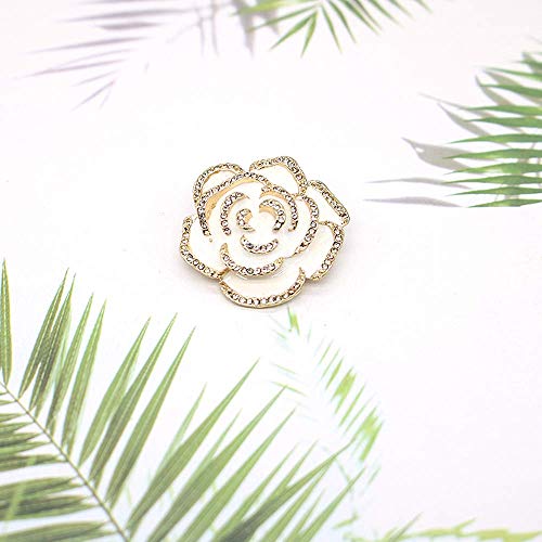 HSQYJ Broche de flor de rosa de cristal esmaltado broche de moda personalidad floral broches de chaqueta decorativa pines joyería de moda accesorios oro, Metal