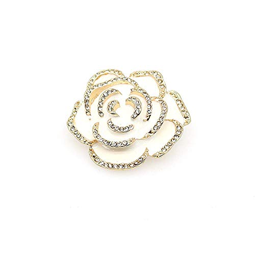 HSQYJ Broche de flor de rosa de cristal esmaltado broche de moda personalidad floral broches de chaqueta decorativa pines joyería de moda accesorios oro, Metal