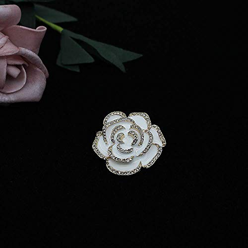 HSQYJ Broche de flor de rosa de cristal esmaltado broche de moda personalidad floral broches de chaqueta decorativa pines joyería de moda accesorios oro, Metal