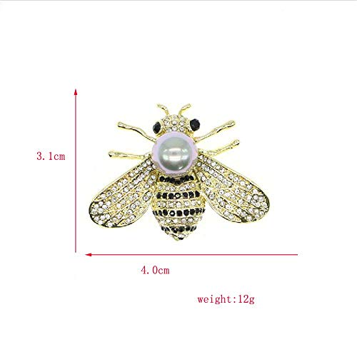 HSQYJ Broches de Abeja de Miel Broche de Abeja con temática de Insecto de Cristal Moda Animal Concha Broche de Perlas Pin Dorado (Perla Gris.)