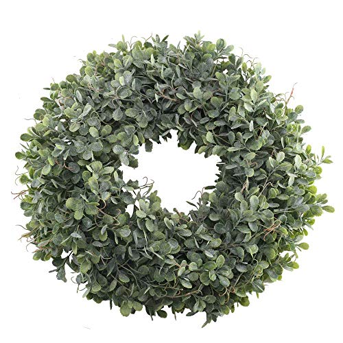 HUAESIN Corona Navidad Puerta Entrada Corona Verde 47cm Hoja de Eucalipto Guirnalda Colgante Planta Plastico Guirnalda Primavera Corona para Exterior e Interior Navidad Derocacion Ventana Fiesta