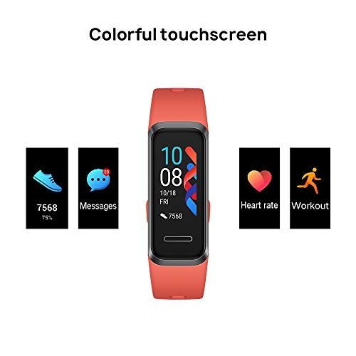 HUAWEI Band 4- Pulsera de actividad con pantalla a color TFT de 0.96 pulgadas, monitorización continua con HUAWEI TruSeen 3.5 24/7, monitoreo del sueño, resistencia al agua 5ATM, Amber Sunrise