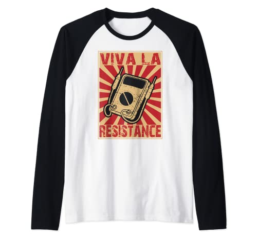 Humor eléctrico Retro- color Diseño de bloques de madera Camiseta Manga Raglan