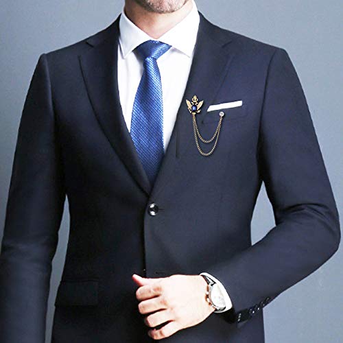 Huture 3PCS Broche de Hombre Insignia Pin Traje con Cadenas Broche Cadena De Hebilla Solapa Cuello para Camisa Collar Broche Cadena Decor Broches de Metal para Mujer Esmoquin Corbata Sombrero Bufanda