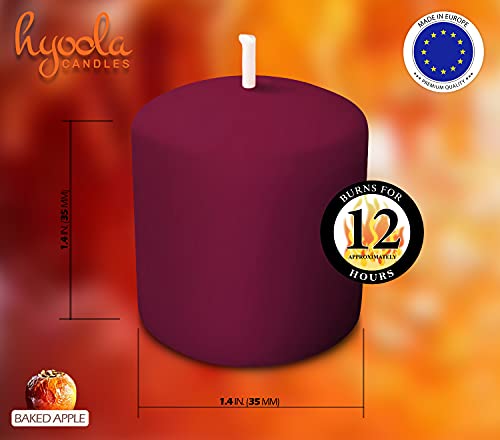 Hyoola Velas Votivas con Perfume - Velas Perfumadas con Aroma a Manzana Asada - Burdeos - 12 Horas de Combustión - Pack de 9 Velas Aromáticas - Hechas en Europa