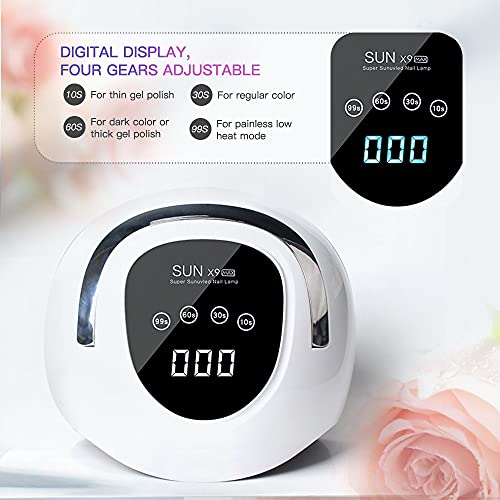 iBigLY Lampara LED Uñas 220W Profesional Secador de Uñas LED UV Lampara Uñas Gel Semipermanentes Maquina Uñas Luz UV Nail Lamp con Sensor Automatico,4 Temporizadores para Manicura y Pedicura