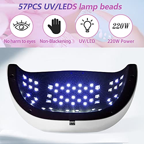 iBigLY Lampara LED Uñas 220W Profesional Secador de Uñas LED UV Lampara Uñas Gel Semipermanentes Maquina Uñas Luz UV Nail Lamp con Sensor Automatico,4 Temporizadores para Manicura y Pedicura