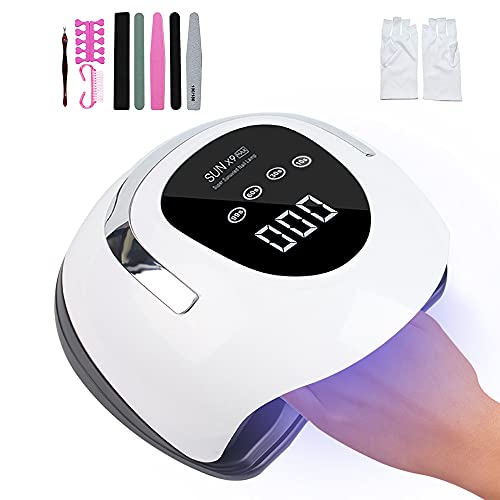 iBigLY Lampara LED Uñas 220W Profesional Secador de Uñas LED UV Lampara Uñas Gel Semipermanentes Maquina Uñas Luz UV Nail Lamp con Sensor Automatico,4 Temporizadores para Manicura y Pedicura