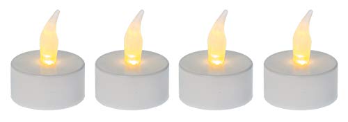 Idena 408998 - Velas de té LED, 4 piezas, velas eléctricas con luz parpadeante, pilas incluidas, decoración para bodas, fiestas, Navidad, Pascua, como luz de ambiente