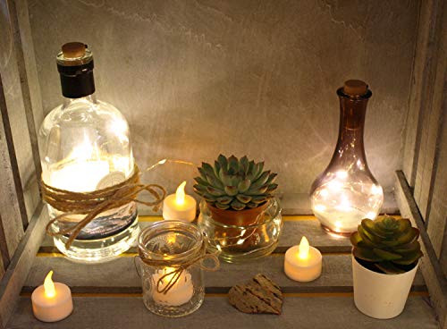 Idena 408998 - Velas de té LED, 4 piezas, velas eléctricas con luz parpadeante, pilas incluidas, decoración para bodas, fiestas, Navidad, Pascua, como luz de ambiente