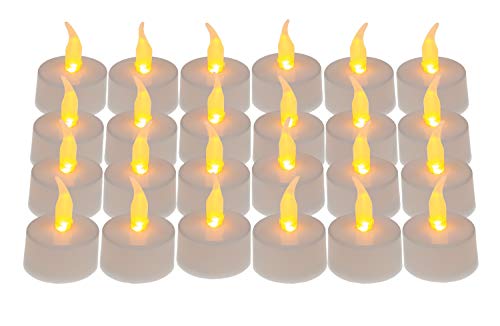 Idena 50023 - Velas de té LED, 24 piezas, velas eléctricas con luz parpadeante, pilas incluidas, decoración para bodas, fiestas, navidad, en caja, pascua, como luz de ambiente