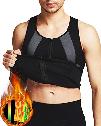 IFLOVE Body Shaper para Hombre, Sudor Caliente, Camiseta sin Mangas, Chaleco de Sauna Adelgazante, Camisa térmica con Cremallera (M)